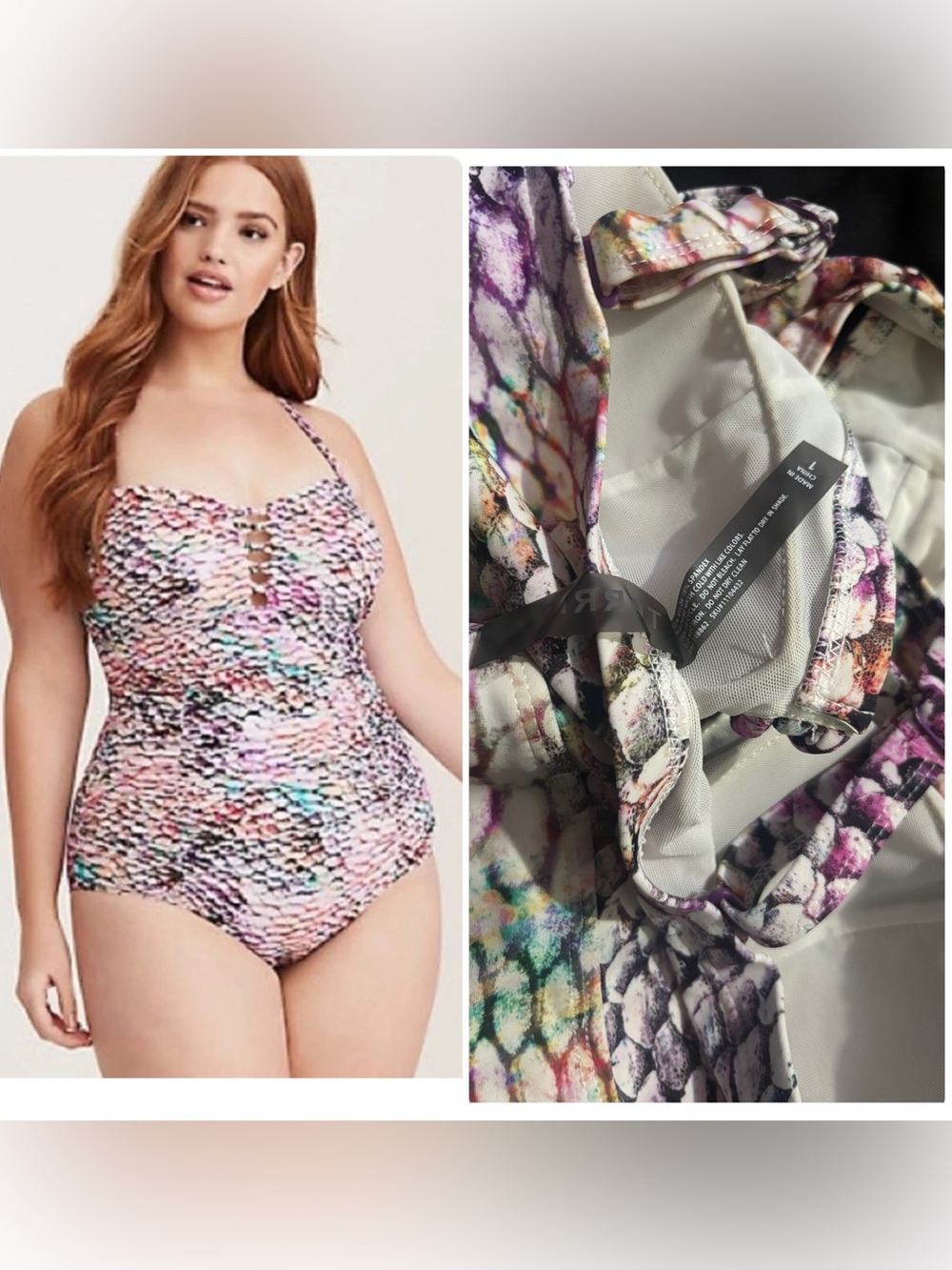 torrid Multicolor Textured One-Piece Swimsuit